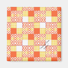Quilt Block Pattern "Autumn Tints" Square Magnet