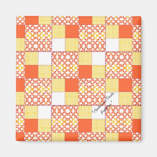 Quilt Block Pattern "Autumn Tints" Square Magnet (Voorkant)