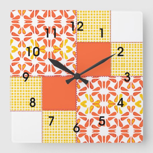 Quilt Block Pattern "Autumn Tints" Vierkante Klok (Voorkant)