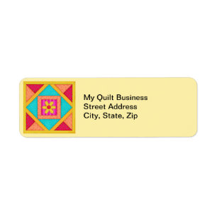 Quilt Block Red Yellow Return Label