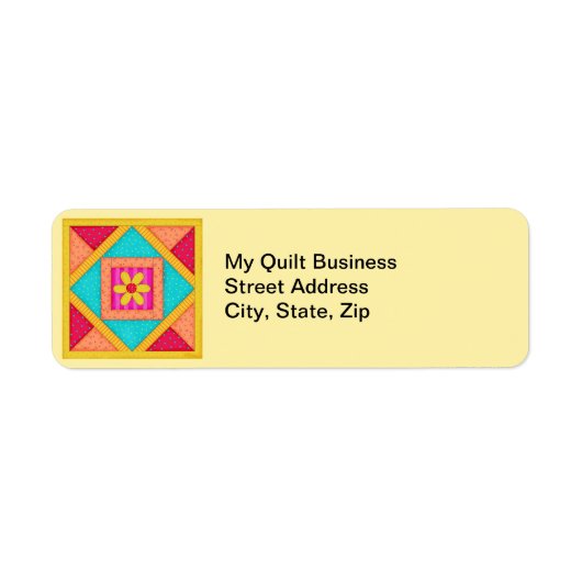 Quilt Block Red Yellow Return Label (Voorkant)