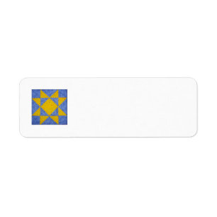 Quilt Block Return Address Labels blauw