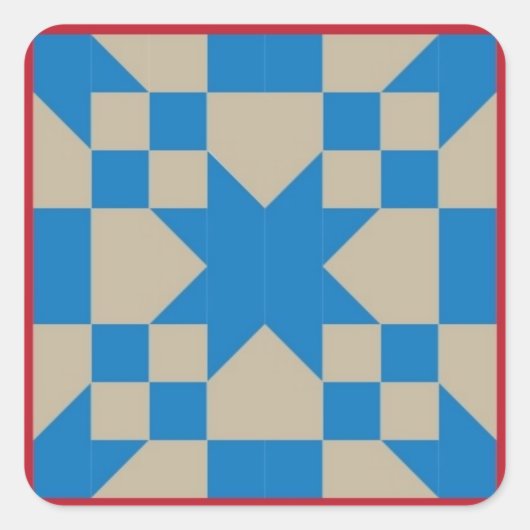 Quilt Block Sticker - Road to Oklahoma (rood/blauw (Voorkant)