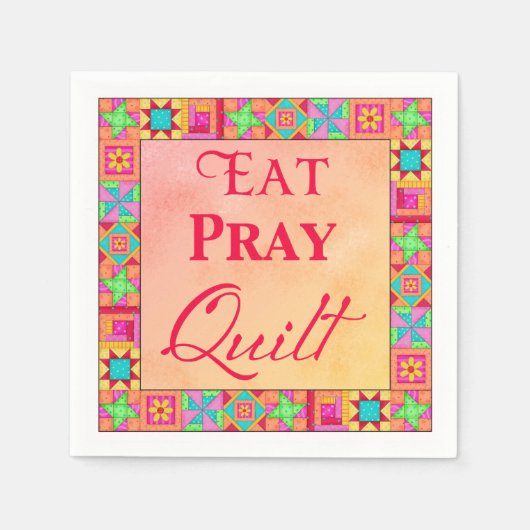 Quilt Blocks Eat Pray Quilt Yellow Oranje Party Servet (Voorkant)