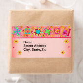 Quilt Blocks Oranje koraal Verzendlabel (Insitu)