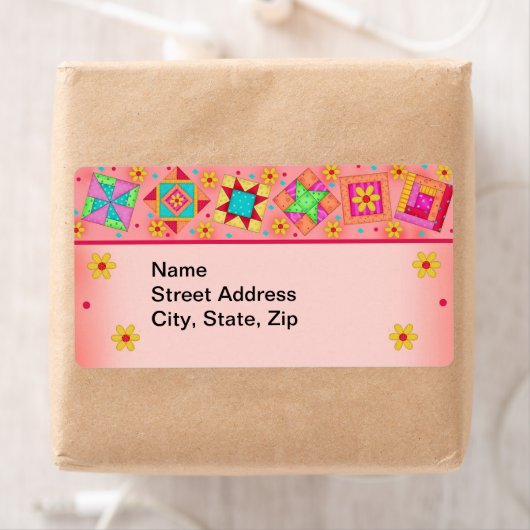 Quilt Blocks Oranje koraal Verzendlabel (Insitu)