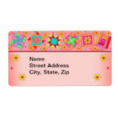 Quilt Blocks Oranje koraal Verzendlabel (Voorkant)