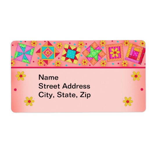 Quilt Blocks Oranje koraal Verzendlabel (Voorkant)