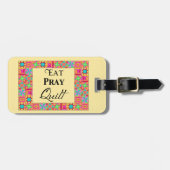 Quilt Blocks Rand Kunst Eat Pray Quilt Yellow Bagagelabel (Voorkant horizontaal)