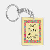 Quilt Blocks Rand Kunst Eat Pray Quilt Yellow Sleutelhanger (Voorkant Links)