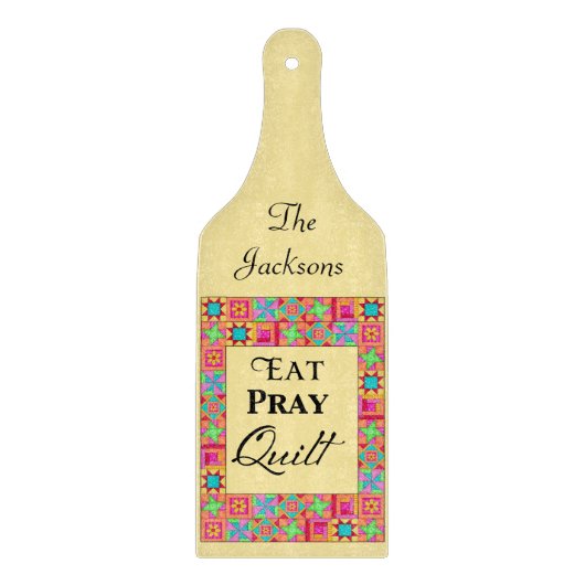 Quilt Blocks Rand Kunst Eat Pray Quilt Yellow Snijplank (Voorkant)