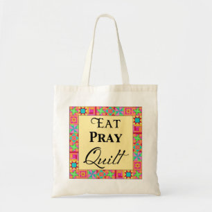 Quilt Blocks Rand Kunst Eat Pray Quilt Yellow Tote Bag