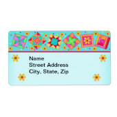 Quilt Blocks Turquoise Verzendlabel (Voorkant)