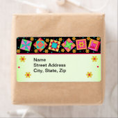 Quilt Blocks Zwart en Groen Verzendlabel (Insitu)
