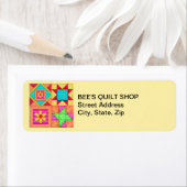 Quilt blokkeert geel retour adreslabel etiket (Insitu)