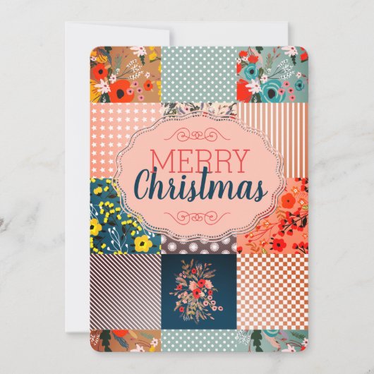 Quilt blokkeert quilter naadloze kerst feestdagenkaart (Voorkant)