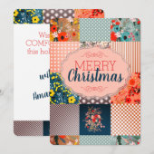 Quilt blokkeert quilter naadloze kerst feestdagenkaart (Voorkant / Achterkant)