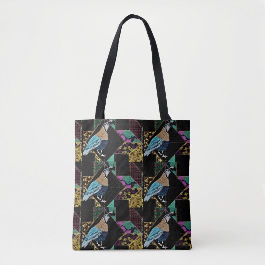 Quilt Blue Quail Tote Bag (Voorkant)