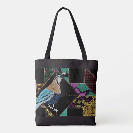 Quilt Blue Quail Tote Bag (Achterkant)