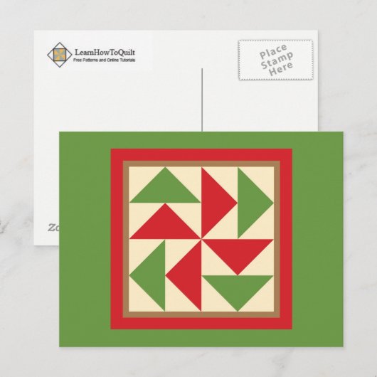 Quilt Briefkaart - Pozzle (rood/groen) van de Nede (Voorkant / Achterkant)