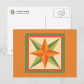 Quilt Briefkaart - Schuine rand ster (oranje/groen (Voorkant / Achterkant)