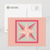 Quilt Briefkaart - Schuine rand ster (roze/grijs) (Voorkant / Achterkant)