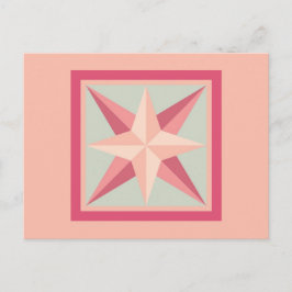 Quilt Briefkaart - Schuine rand ster (roze/grijs)