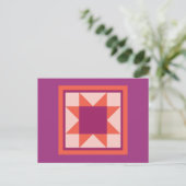 Quilt Briefkaarten - Sawtandster (roze/oranje) (Staand voorkant)