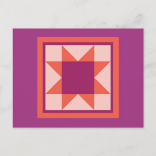 Quilt Briefkaarten - Sawtandster (roze/oranje)