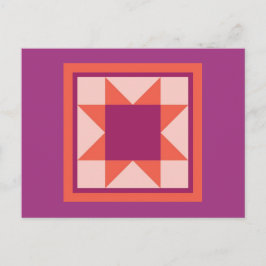 Quilt Briefkaarten - Sawtandster (roze/oranje)