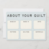 Quilt Care Kaart - blauw ontwerp (Achterkant)