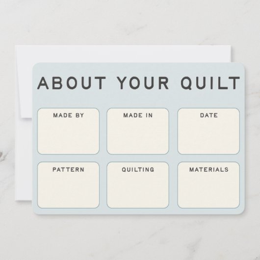 Quilt Care Kaart - blauw ontwerp (Achterkant)