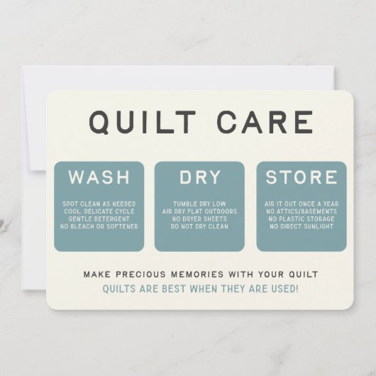 Quilt Care Kaart - blauw ontwerp (Voorkant)
