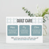 Quilt Care Kaart - Modern design - Blauwgroen (Staand voorkant)