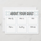 Quilt Care Kaart - Modern design - Blauwgroen (Achterkant)