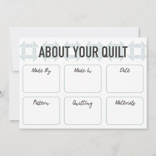 Quilt Care Kaart - Modern design - Blauwgroen (Achterkant)