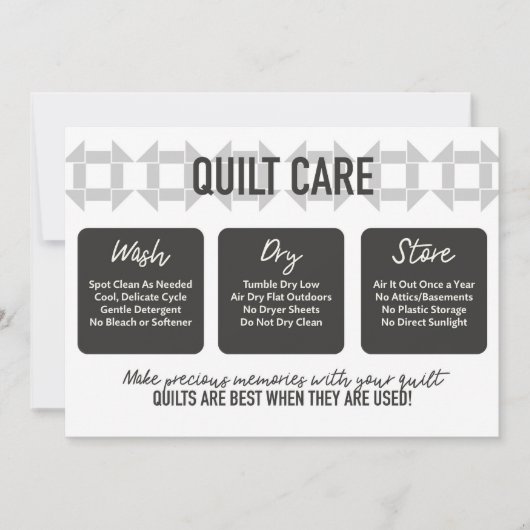Quilt Care Kaart - Modern design - Zacht grijs (Voorkant)
