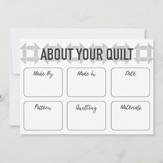 Quilt Care Kaart - Modern design - Zacht grijs (Achterkant)