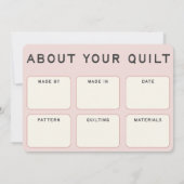Quilt Care Kaart - Roze  Design (Achterkant)