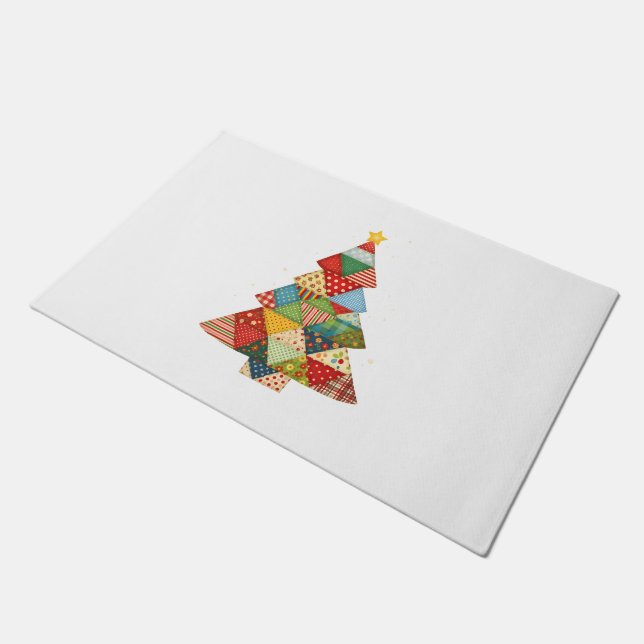 Quilt Christmas Tree Festive Quilt Lovers  Deurmat (Schuin)
