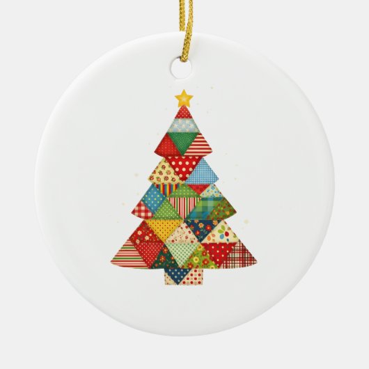 Quilt Christmas Tree Festive Quilt Lovers  Keramisch Ornament (Voorkant)