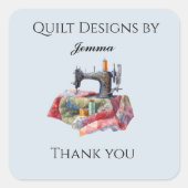Quilt Design Dank u wel Vierkante Sticker (Voorkant)