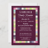 Quilt Design Family Reunion Donkere Uitnodigingen (Voorkant)