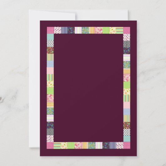 Quilt Design Family Reunion Donkere Uitnodigingen (Achterkant)