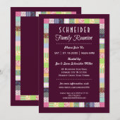 Quilt Design Family Reunion Donkere Uitnodigingen (Voorkant / Achterkant)