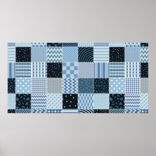 Quilt design. Naadloos patchwork-patroon vanaf sti Poster
