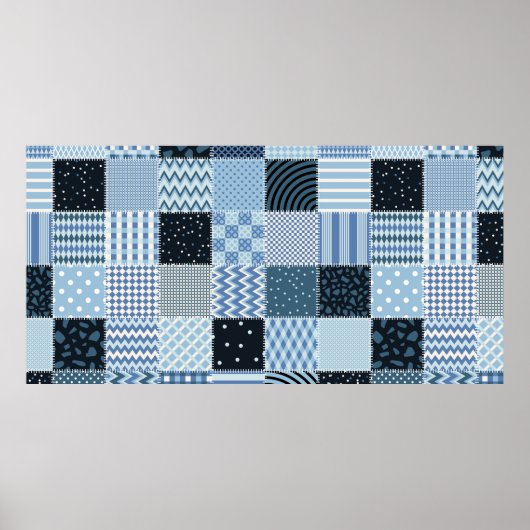 Quilt design. Naadloos patchwork-patroon vanaf sti Poster (Voorkant)