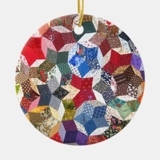 Quilt Fabric Keramisch Ornament (Voorkant)