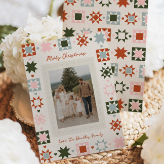 Quilt Familie Foto Kerstkaart