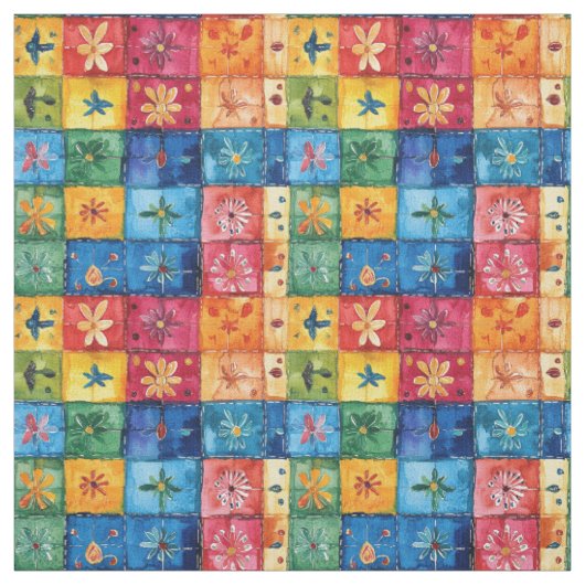 Quilt Floral Pattern-Papel Picado Patchwork Stof (Swatch)